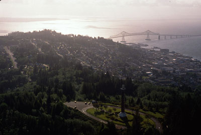 Columbia River Astor Column aerial photo by  Jim Stoffer Photography