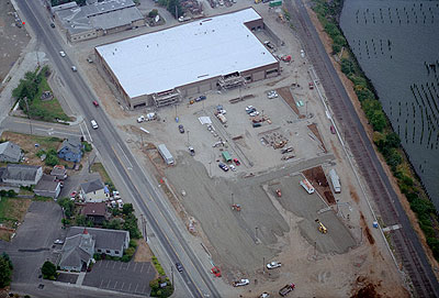 Astoria, Oregon, aerial photo of Safeway store under construction, Oregon, USA