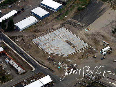 Aerial photo depicting construction of England Marine's Astoria facility in 2005. 